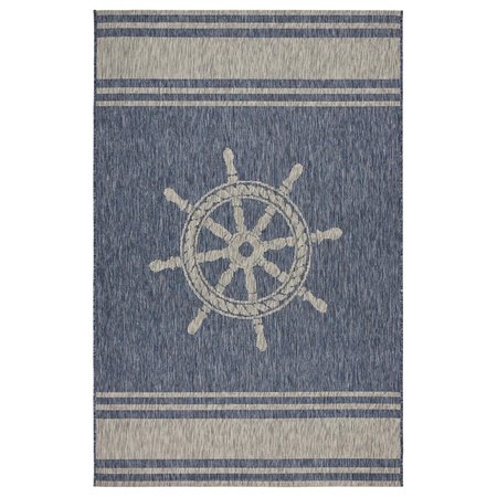 LR HOME LR Home CAPTI81025NVG5070 5 x 7 ft. Captiva Nautical Helm Indoor & Outdoor Area Rug; Navy & Gray CAPTI81025NVG5070